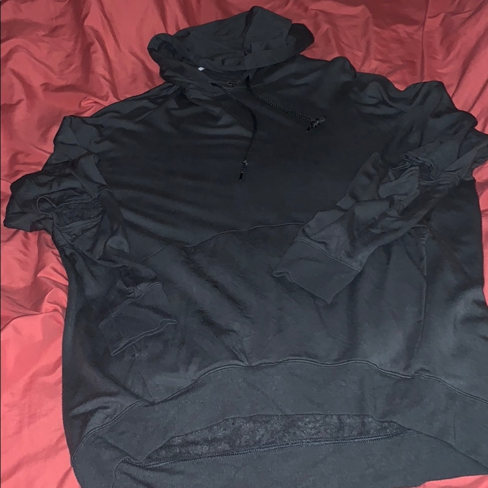 Express One Eleven hoodie cut out elbows